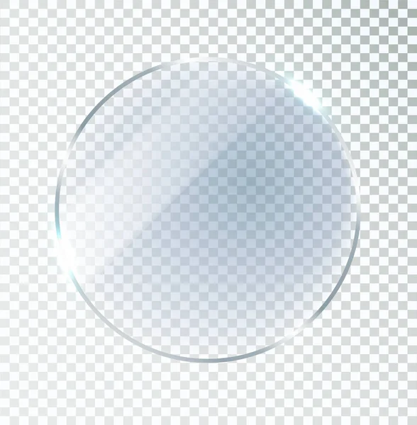 Placa de vidro em um fundo transparente. vidro com brilho e luz. Janela de vidro transparente realista em uma moldura retangular — Vetor de Stock