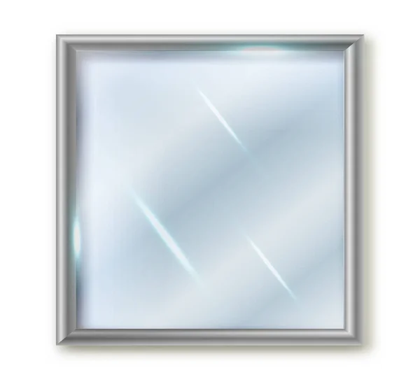 鏡の広場孤立した 現実的な正方形のミラーフレーム ホワイトミラーテンプレート 反射ガラス表面を隔離 現実的な3Dインテリア家具のデザイン — ストックベクタ