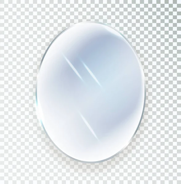 ミラー楕円絶縁。現実的な楕円形のミラーフレーム、ホワイトミラーテンプレート。反射ガラス表面を隔離。現実的な3Dインテリア家具のデザイン — ストックベクタ