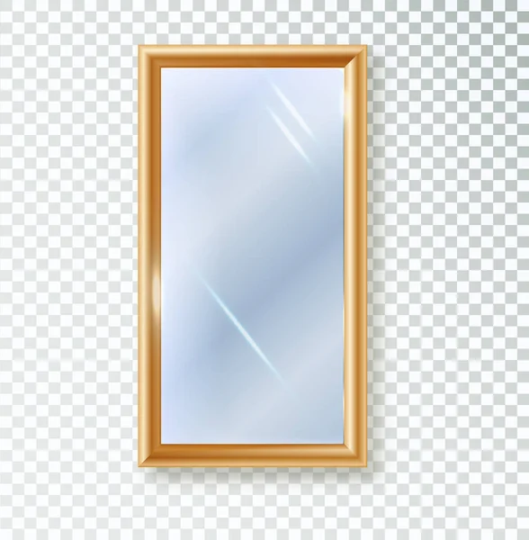 Mirror is rectangular insulated. Realistic rectangular mirror frame, white mirrors template. Reflective glass surfaces isolated. Realistic 3D interior furniture design. — Wektor stockowy