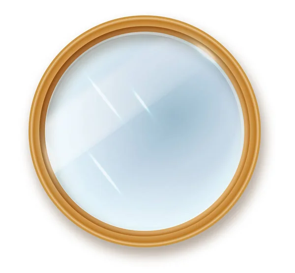 Mirror round isolated. Realistic round mirror frame, white mirrors template. Reflecting glass surfaces isolated. Realistic 3D design for interior furniture — Stock vektor