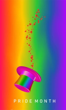 LGBTQ gurur ayı. Bulanık gökkuşağı arkaplanındaki gurur etiketi. İnsan hakları ya da çeşitlilik kavramı. LGBT olay paneli tasarım şablonu.