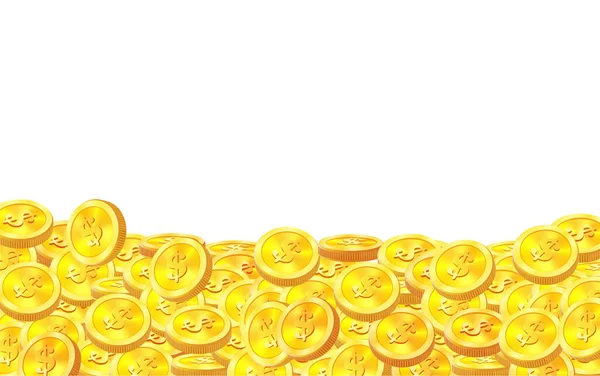Coins, a lot of money, flying gold coins, golden rain. Jackpot or success concept. Modern background. Vector illustration — Stockvektor