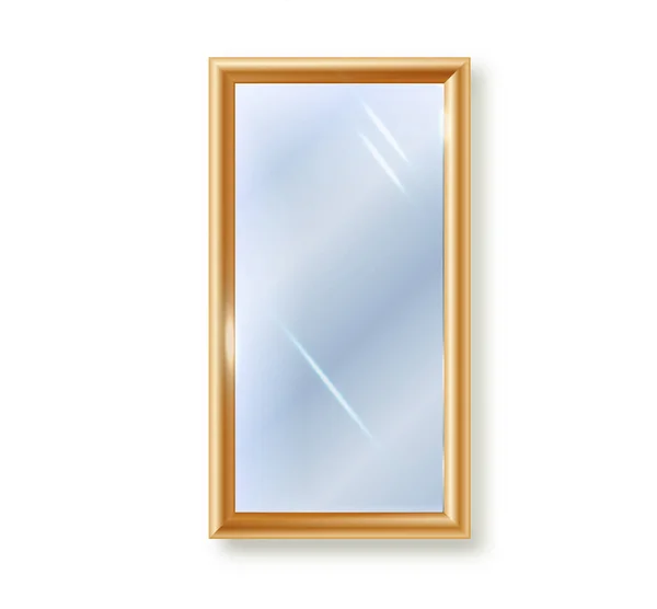 Mirror is rectangular insulated. Realistic rectangular mirror frame, white mirrors template. Reflective glass surfaces isolated. Realistic 3D interior furniture design — Stok Vektör