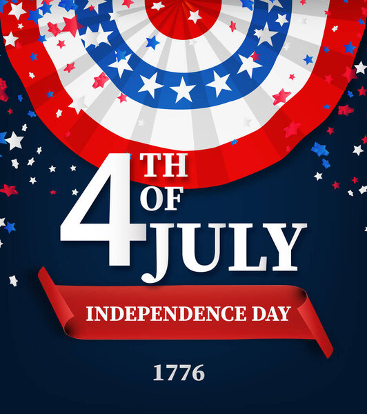Fourth of July greeting card template. United States of America Independence day design.Vector Illustration - 4th of July USA.