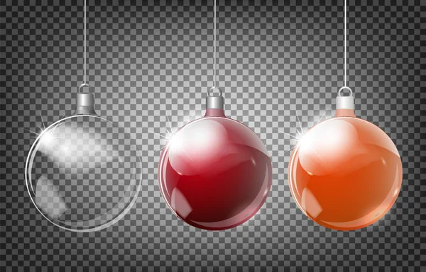 Noel Şeffaf Top Cam Gibi Noel Süslemeleri Unsurları Şeffaf Vektör — Stok Vektör