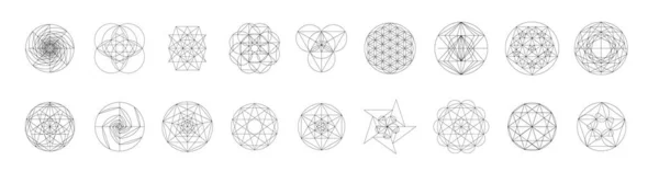 Ein Satz Heiliger Geometrie Vektor Illustration Isoliert Auf Weiß Heilige — Stockvektor