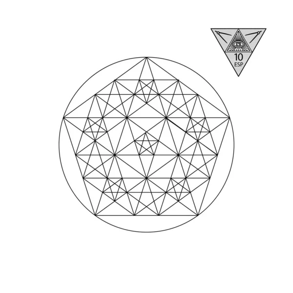 Священна Геометрія Векторна Ілюстрація Ізольована Білому Священна Геометрія Чорні Лінії — стоковий вектор