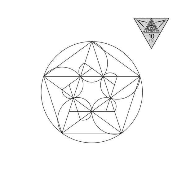 Geometría Sagrada Ilustración Vectorial Aislada Blanco Geometría Sagrada Líneas Negras — Archivo Imágenes Vectoriales