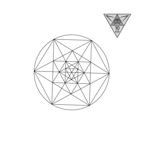 Geometría Sagrada Ilustración Vectorial Aislada Blanco Geometría Sagrada Líneas Negras — Vector de stock