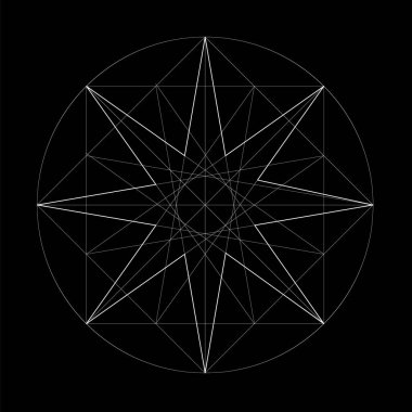 Kutsal geometri seti. Vektör ilüstrasyonu beyaza izole edildi. Kutsal geometri. Beyaz arkaplanda siyah çizgiler