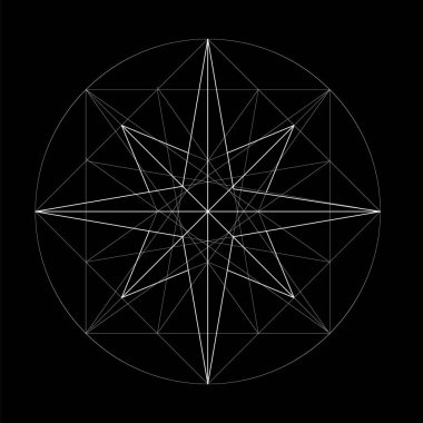 Kutsal geometri seti. Vektör ilüstrasyonu beyaza izole edildi. Kutsal geometri. Beyaz arkaplanda siyah çizgiler