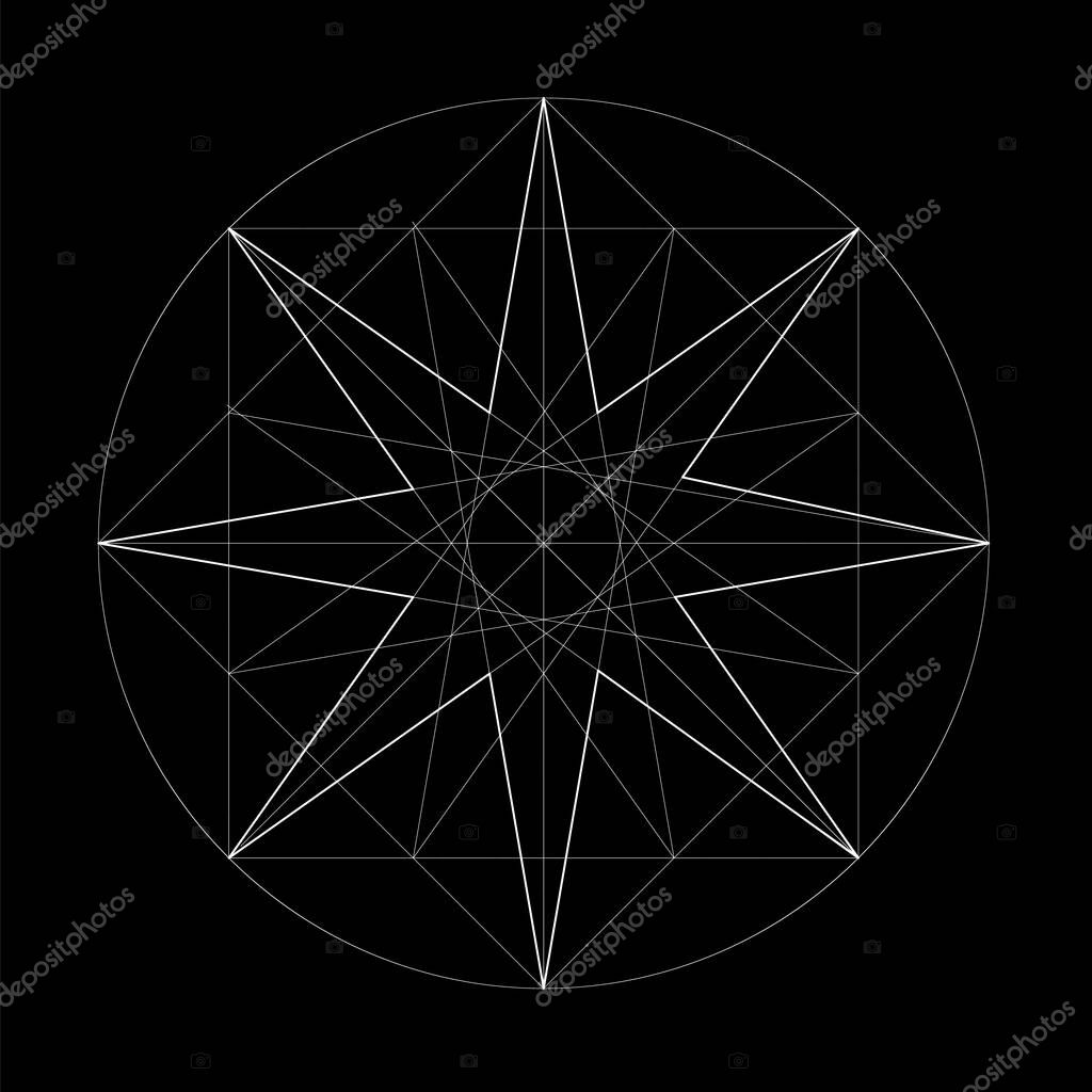 Set of sacred geometry. Vector Illustration isolated on white. Sacred geometry. Black lines on a white background