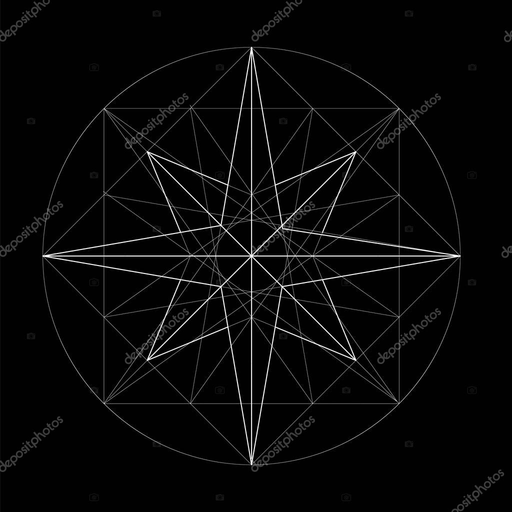 Set of sacred geometry. Vector Illustration isolated on white. Sacred geometry. Black lines on a white background