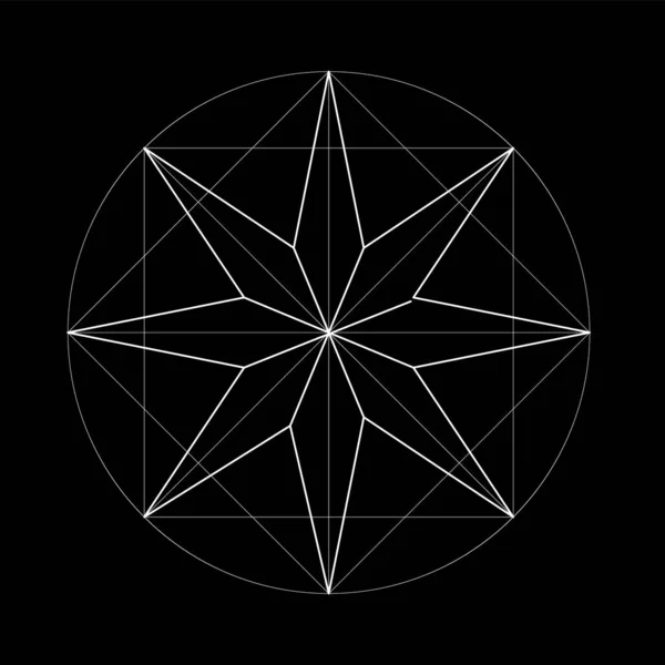 Set Sacred Geometry Vector Illustration Isolated White Sacred Geometry Black — Stock Vector