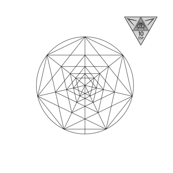神聖な幾何学 ベクトルイラストは白で分離 神聖な幾何学 白地に黒い線 — ストックベクタ