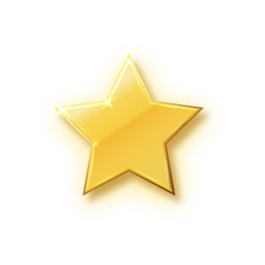 Gold shiny glitter glowing christmas star with shadow isolated on white background. Vector stars creative illustration.