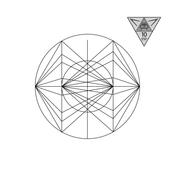 Helig Geometri Vektor Illustration Isolerad Vitt Helig Geometri Svarta Linjer — Stock vektor