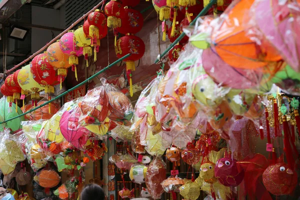 Традиционные Китайские Фонари Продаются Рынке Празднования Середины Осени Honk Kong — стоковое фото