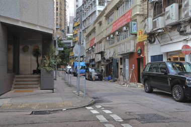 Sokak sahnesi, Causeway Körfezi, Hong Kong, 14 Ekim 2021 