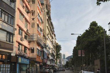 Sokak sahnesi, Causeway Körfezi, Hong Kong, 14 Ekim 2021 