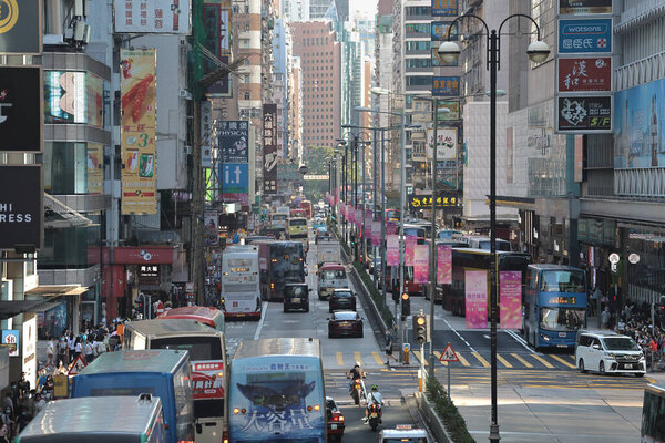Street scene in hong kong city, 16 Oct 2021