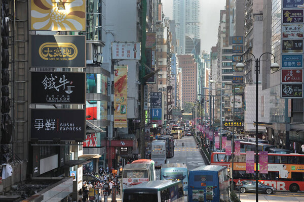 Street scene in hong kong city, 16 Oct 2021