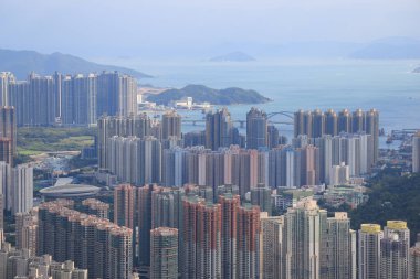 Modern konut binaları, Hong Kong, 17 Ekim 2021  