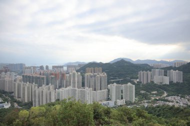 Modern konut binaları, Tseung Kwan, Hong Kong, 17 Ekim 2021  