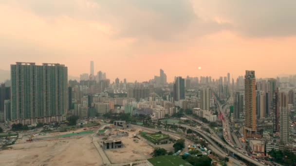 2019 Blick Auf Den Sonnenuntergang Stadtteil Kowloon — Stockvideo