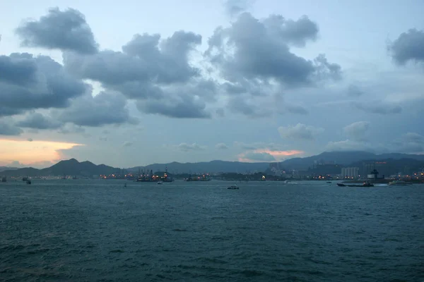 Września 2004 Zachód Hongkongu Nocy — Zdjęcie stockowe