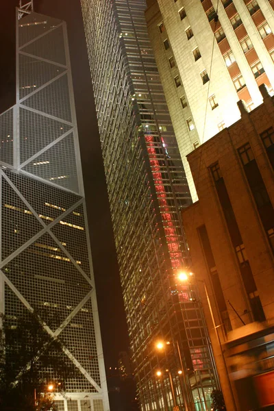 Set 2004 Diretamente Abaixo Arranha Céus Financeiros Modernos Centro Hong — Fotografia de Stock