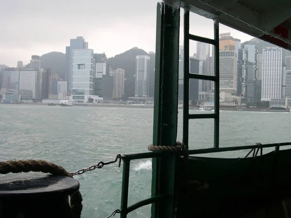 Vista Isla Hong Kong Desde Interior Star Ferry Ruta Desde — Foto de Stock