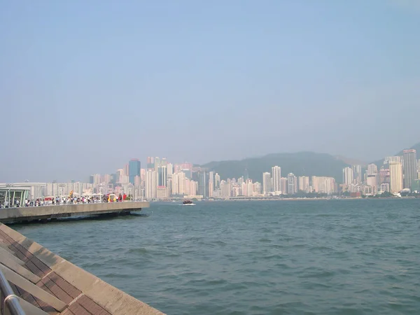 Június 2004 Victoria Kikötő Este Hong Kong — Stock Fotó