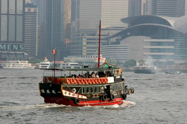 Het Sightseeing Schip Bij Victoria Harbour Hong Kon — Stockfoto