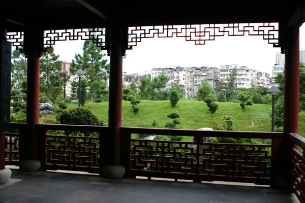 Varanda Chinesa Jardim Zen Kowloon Cidade Murada Par — Fotografia de Stock