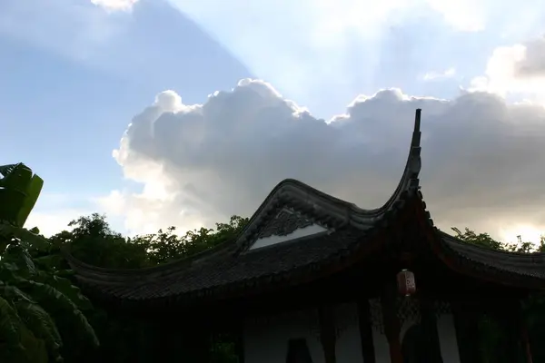 Chinese Dakrand Van Tempel Hoek Dakrand Van Oude Gebouwen — Stockfoto