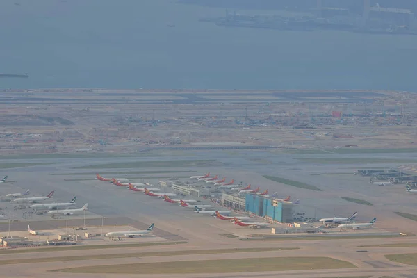 Okt 2021 Många Plan Slutade Flyga Hongkongs Internationella Flygplats — Stockfoto
