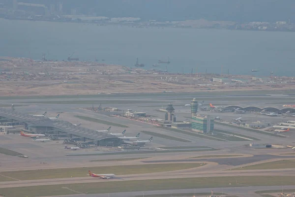 Oktober 2021 Viele Flugzeuge Bleiben Hongkong International Airport Stehen — Stockfoto