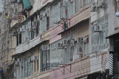 30 Ekim 2021 Kowloon City, Hong Kong Eski Mahallesi 