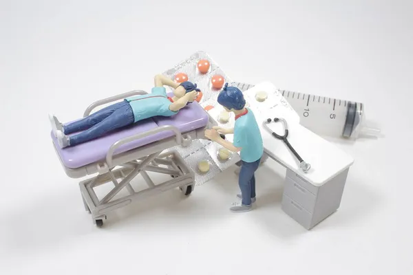 Figura Del Medico Paziente Didascalia Medica — Foto Stock