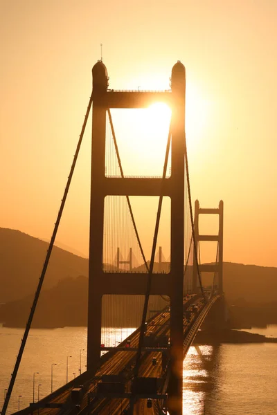 Puente Tsing Carreteras Hong Kong Con Estructura Suspen —  Fotos de Stock