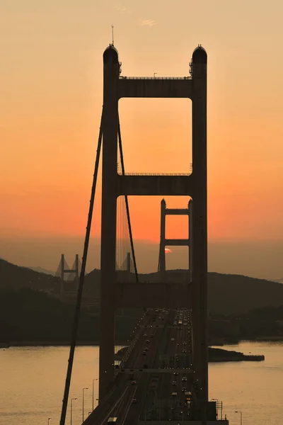 View Sunset Time Tsing Bridge Hong Kong — Stock Photo, Image