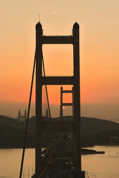 View Sunset Time Tsing Bridge Hong Kong — Stock Photo, Image