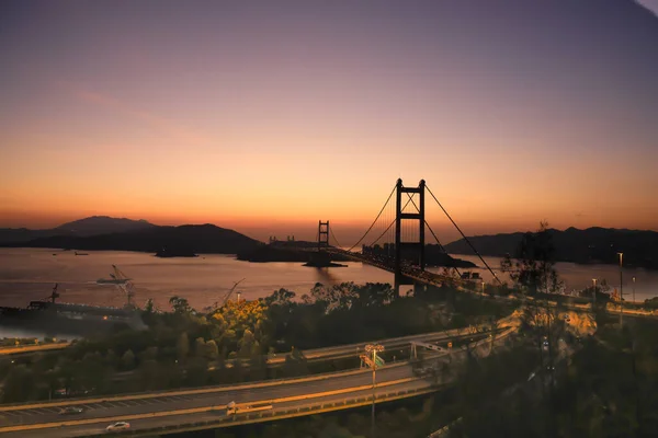 Закат Светлая Подсветка Моста Цинма — стоковое фото