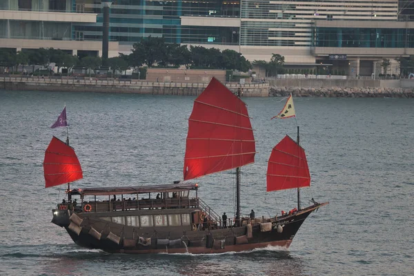 Nov 2021 Traditionelles Hölzernes Schrottschiff Auf Dem Weg Zur Skyline — Stockfoto