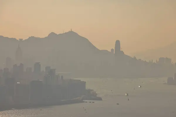 Nov 2021 Szennyezett Hongkongi Városkép Amely Bemutatja Szennyeződést — Stock Fotó
