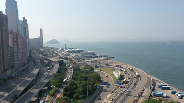 Luchtfoto Van Hong Kong Stad — Stockvideo
