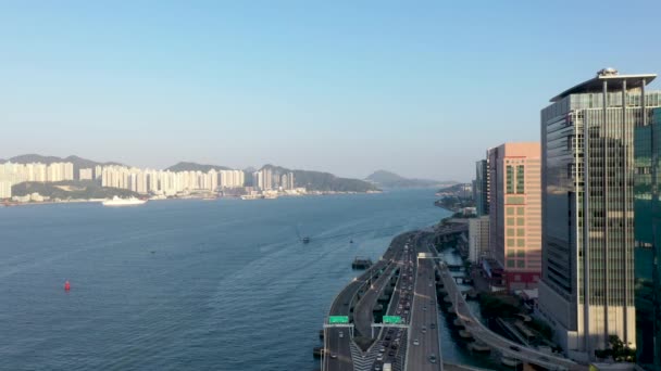 Zdjęcia Lotnicze Causeway Bay North Point Victoria Park Hong Kong — Wideo stockowe