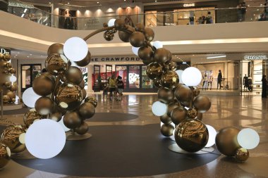 27 Kasım 2021. Hong Kong 'daki Times Square Mall' da Noel süslemesi.